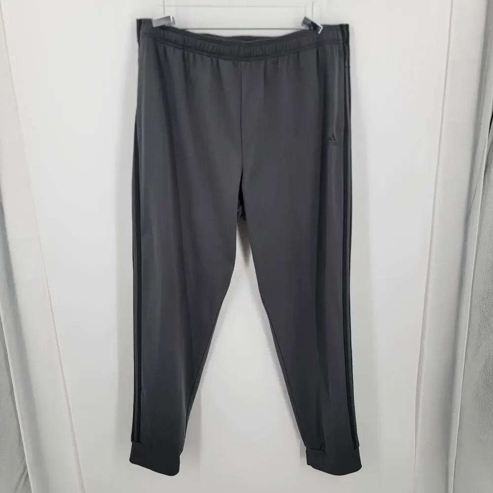 Adidas Joggers Mens 3XLT Gray Black 3 Stripe Pockets